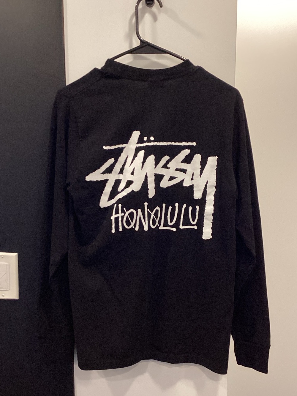 Stussy Black Long Sleeve Honolulu Script Tee